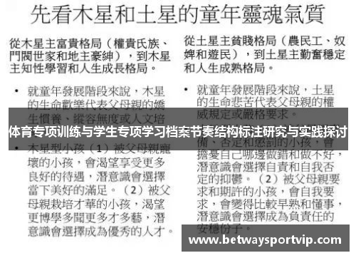 体育专项训练与学生专项学习档案节奏结构标注研究与实践探讨