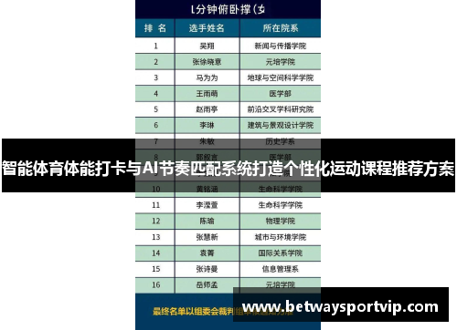智能体育体能打卡与AI节奏匹配系统打造个性化运动课程推荐方案